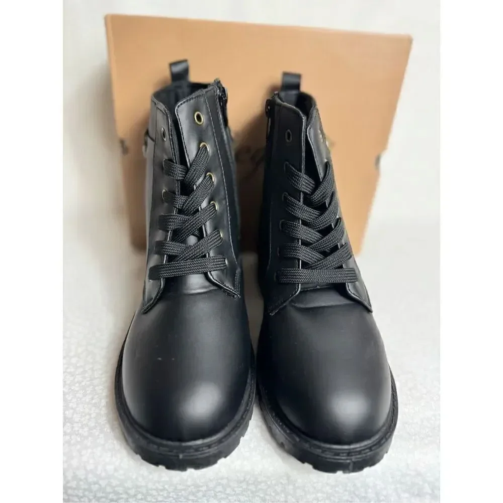 REGAZZA GIRLS BOOTS SIZE 4 LACE UP COMBAT Boots in BLACK